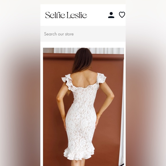 Selfie Leslie OFF-SHOULDER DOUBLE RUFFLE LACE DRESS WHITE - Picture 2 of 4